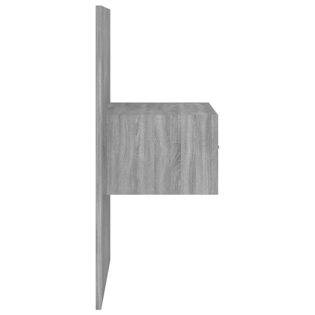 Mesita de noche multifuncional de pared hecha de material de madera para montaje en pared con cajón – Mesita de noche montada en la pared con almacenamiento gris Sonoma 2 unidades