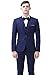 Mens Slim Fit 3-Piece Suit Blazer One Button Suit Jacket Tux Vest & Trousers,Black Suit, US Regular 34/Waist 28, Navy Blue