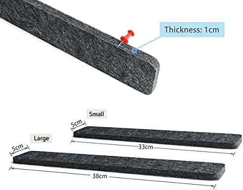 Uoisaiko Felt Pin Board Bar 33cm x 5cm, Pack of 8 Bulletin Board Strips with 40 Pushpins, Cork Board Memo Notice Boards Self-Adhesive Felt Wall Tiles Home Office
