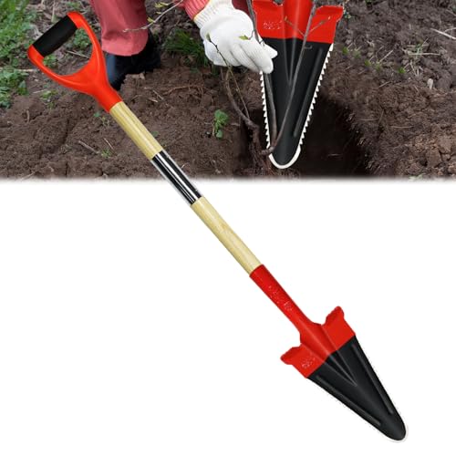 Image of Garden Shovel/Saw,49.2" Landscape Tree Planting Shovel,Triangular Gardening Spade Shovels for Root,Stump,Trenching,Manganese Steel Gardening Root Shovels for Digging,Slayer of Grass