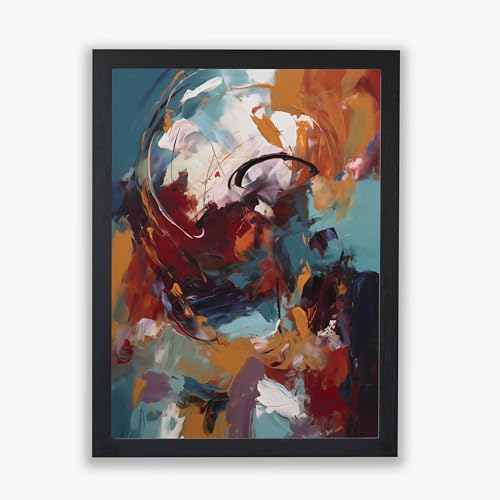 Tableau abstrait rouge foncé Crimson Echoes grand format encadré