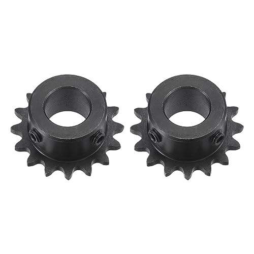 sourcing map #25 Kette Rolle Zahnrad 14mm Bohrung 1/4 Abstand 16 Zahn Einzeln Strand Kette Ritzel C45 Karbonstahl 25 Rolle Kette Ritzel mit Set Schrauben für ISO 04C Kette 2Stk