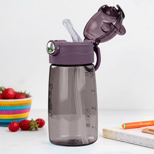Image of BAYBEE AquaTots Sipper Water Bottle for Kids | Leak Proof Baby Sipper Bottle with Straw | BPA Free with Carry Handle | Insulated Drinking Sippy Water Bottle for School Kids (500ml, Black)