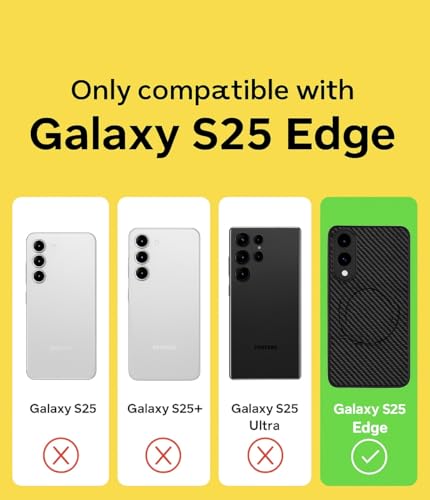 Image of Magnetic Real Carbon Fiber Case Cover for Samsung Galaxy S25 Edge 5G (2025), (Carbon Black with MagSafe)