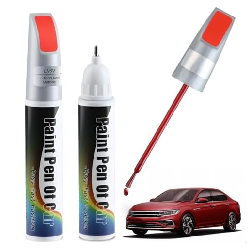 Penriter 2pcs LA3V Indisches Rot Metallic Lackstift Auto Kompatibel mit VW/Volkswagen, 2-in-1 Autolackstif mit Pinsel und Dotting-Spitze, Lackstift Auto Lack Reparatur, Lackstifte für Auto Kratzer
