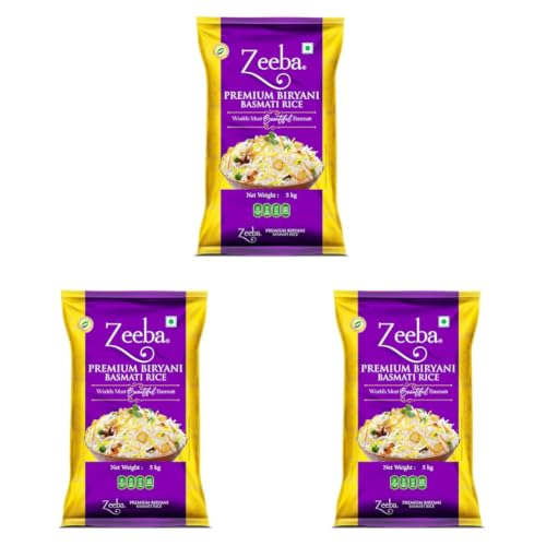 Image of Zeeba Premium Biryani Rice 5 Kg, Chef's Choice, Restaurant Style, Extra Long Grains (Cooked length upto 26mm*) (Pack of 3)