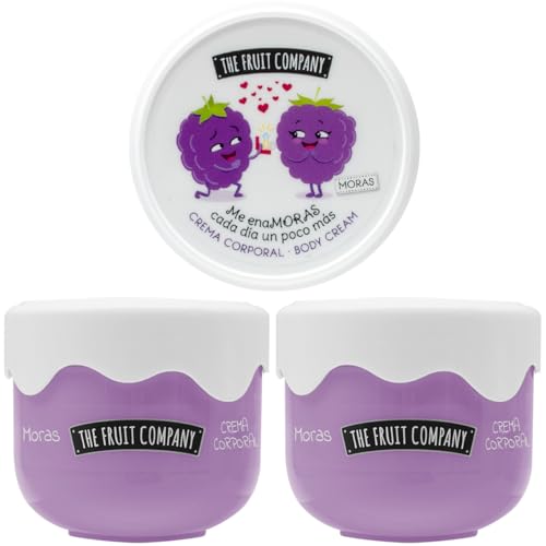 The Fruit Company Crema Corporal Efecto Seda 200 ml Pack 2 Unidades Body Milk Vegano Hidratante con Karité Vitamina E y Aromas Frutales (MORAS)