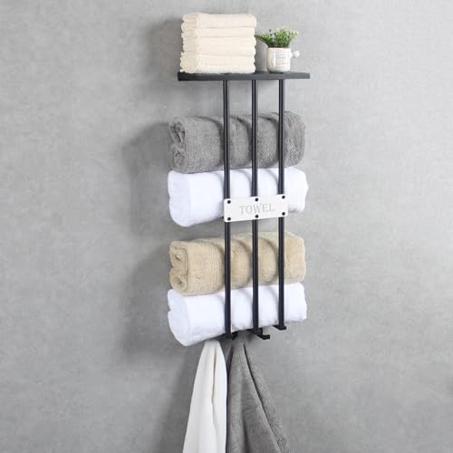 Toalleros para baño montado en la pared para organizar toallas de hotel en casa 2