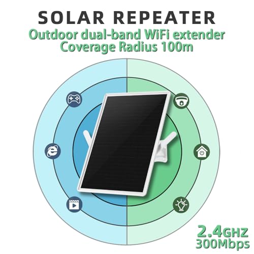 CLCTEK® WiFi Extender Signal Booster Solar Battery Outdoor, Long Range up to 300-feet, Internet 2.4G WiFi Extender Booster, Wireless Signal Booster WiFi Repeater 300Mbps,for 2.4G Modem Router (17in) - Image 8