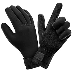 AUAUY Guantes de Buceo de 3 mm, Neopreno de Cinco ...: 【CÁLIDOS Y CÓMODOS】 Nuestros guantes de traje de neopreno están hechos de nailon y neopreno suave de alta calidad de 3 mm, con costuras ciegas pegadas, alta elasticidad y resistencia al agua, excelente rendimiento de aislamiento térmico y larga vida ...