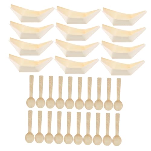 Bandejas para sushi en forma de barco de madera sintética miniatura 1