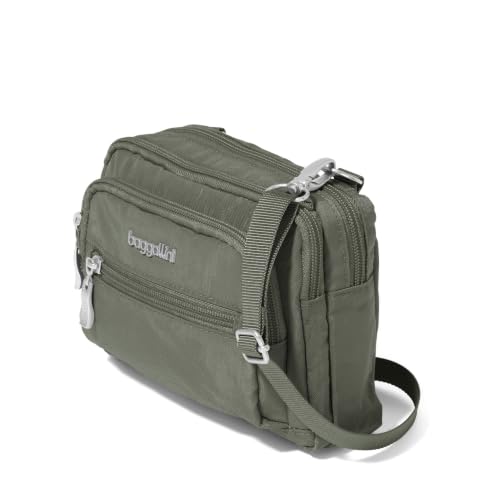 Image of Baggallini Triple Zip Small Crossbody Bag for Women - Lightweight Convertible Fanny Pack Belt Bag