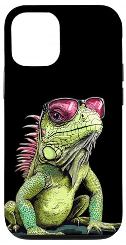 男の子と女の子のための大胆な色合いのかわいいイグアナ。 スマホケース iPhone 12/12 Pro 用