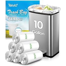 10 Gallon 200 Counts Medium Trash Bags Tall Kitchen Garbage Bags by Teivio, 9 Gallon 10 Gallon 11 Gallon,Bathroom Trash Can Bin Liners, Intended for Home,Plastic Bags for office kitchen, Clear