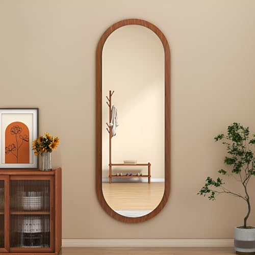 Genérico 120x40cm Espejo De Pared De Cuerpo Entero, Gran Espejo Ovalado De Madera para Decoracion Su Uso En Baños Dormitorios Entradas Salas De Estar(Walnut)