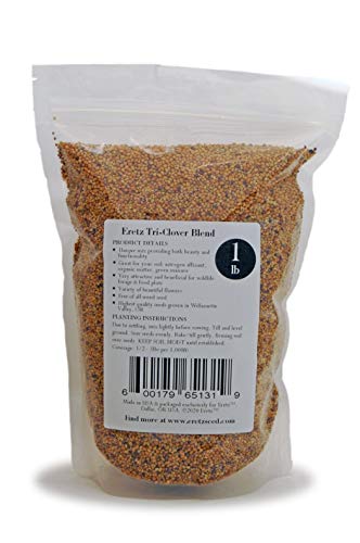Tri-Clover By Eretz - Three Part Blend Of Clovers Providing Beauty, Cover, And Natural Attractant. No Coatings Or Fillers, Premium Seeds (1Lb) #TOP1