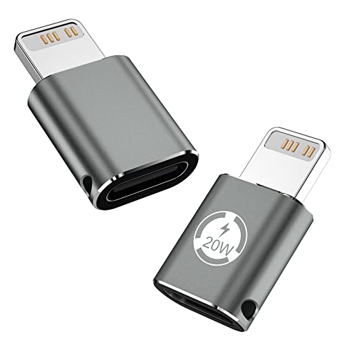 USB C auf Lightning Adapter,USB-C-Buchse auf iOS-Stecker Unterstützt 20W PD Schnellladung und Datensynchronisierung Kompatibel mit Lightning(Hinweis: Nicht für die Verwendung mit Kopfhörern geeignet) Cover