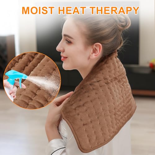 Image of Deepsoon Heating Pad,Electric Heating Pads for Back,Neck,Abdomen,Moist Heating Pad for Shoulder,Knee,Arms,Legs,Dry /Moist Heat & Auto Shut Off,Birthday Gifts for Men and Women,Brown,24x12 Inch