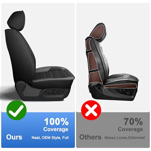 IKABEVEM for Chevy Silverado 2007-2025 2026 Seat Covers & GMC Sierra 1500HD 2500HD 3500HD 2007-2026 Trail Boss Z71 Seat Cushion Cover with Faux Leather (Full Set,Black&Grey) by IKABEVEM - Used condition - Image 5