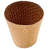 TOGEVAL Papelera de Escritorio Tejida de Ratán Natural, Diseño Artesanal y Resistente para