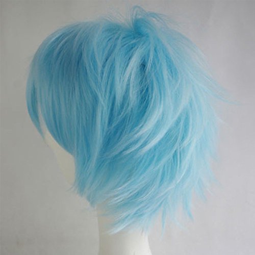 S-Noilite Unisex Cosplay Short Pixie Fluffy Straight Hair Wig Women Men Anime Party Dress Costume Hairstyle Synthetic Wigs Light Blue #TOP2