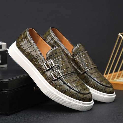 Men's Crocodile Print Double Monk Strap Slip-on Loafers Fashion Patent Leather Classic Oxford Dress Business Shoes Rointed Toe Comfort Sneakers2