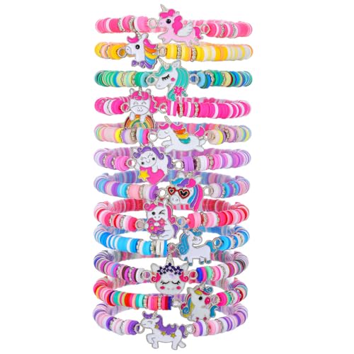 JYNVO 12 pulseras de la amistad de unicornio para niñas, pulseras coloridas...