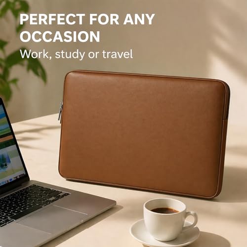 RAINYEAR 15 Inch Laptop Sleeve Soft PU Leather Case Protective Water Resistant Cover Padded Carrying Computer Bag Compatible with 15.4 MacBook Pro/Air, New XPS 15 Touch, Surface Laptop 3/4 15"(Brown) by RAINYEAR make life easier - Image 7