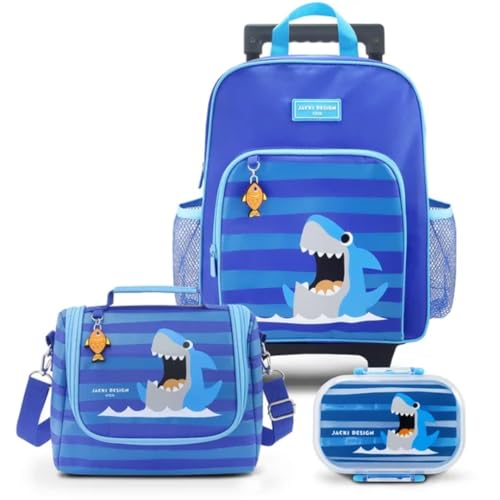 Kit Mochila Rodinha Pimpolhos + Lancheira 6,9L + Pote Duplo (Azul)