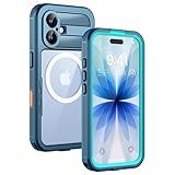 Lanhiem Magnetic for iPhone 17 Case, IP68 Waterproof, Dustproof, Compatible with Magsafe, Built-in Screen Protector, Full Body, Heavy Duty, Rugged Phone Cover, 6.3 inch, Blue