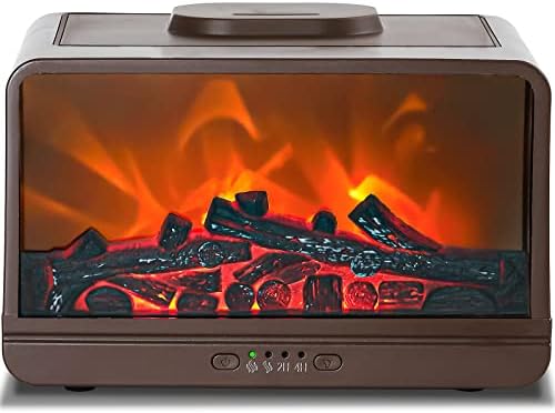 Leyoue Essential Oil Diffuser 300ml Flame Fireplace Essential Oils Aromatherapy Diffuser Ultrasonic Original Cool Mist Humidifier Oil Diffuser Waterless Auto Off for Home Office Room,Spa.