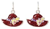 Artisan Owl - Red Hat (Red Hat Society) Glitter Dangle Earrings