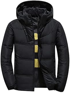 LUCKME Men's Puffer Jacket Hooded,Lightweight Winter Down Jackets Sale Clearance UK,Casual Solid Zip Up Winter Warm Padded Coats with Pockets Size 8-18, Black, M