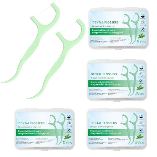 Hilo Dental con Mango,200 Pcs Arcos Dentales Dental Floss Olor a Menta para Limpieza de Dientes, Eliminar Residuos de Alimentos