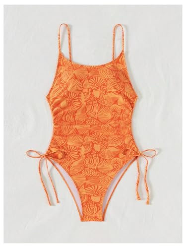 SOLY HUX Women's One Piece Swimsuit Printed Tie Side High Cut Bathing Suit Beach Vacation Swimwear3