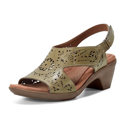 Cobb Hill Femme Corria Sandale à Talon, Cuir Vert foncé, 36 EU