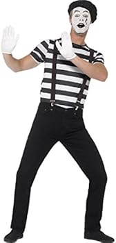 NUWIND Franse mime-kostuum voor vrouwen, volwassen, zwart-wit