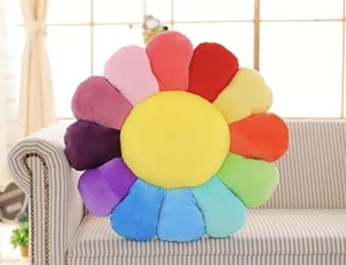 Image of AVSHUB Polyester Soft Cute Smiley Sunflower Velvet Emoji Cushions with Fibre Filling Pillows | Cushion Use in Car, Kids & Girls Room Decoration(16X16 Inches, Multi) 07