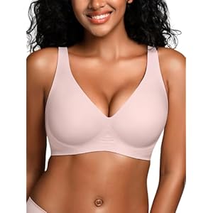 Wireless Bras for Small Breasted Women - S-M Deep-V Jelly Seamless Bralette, Comfortable Padded T-Shirt Bra No Underwire