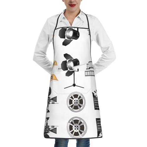 BLWSLC Película para proyector. Un delantal de cocina con bolsillos perfecto para cocinar a la parrilla y jardinería