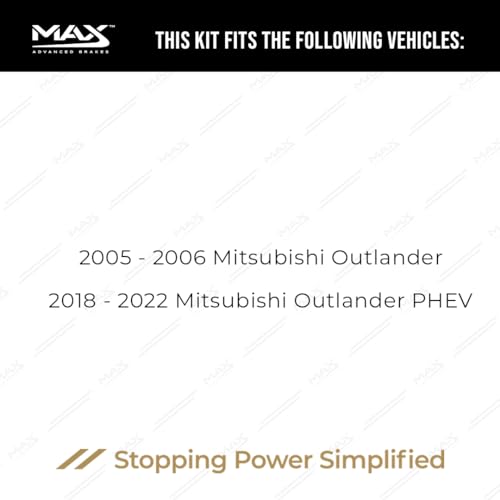 Image of Max Advanced Brakes Front Brake Kit Compatible With 2005 2006-2018 2019 2020 2021 2022 Mitsubishi Outlander PHEV Replacement Geomet Coated OE Disc Brake Rotors and Ceramic Brake Pads
