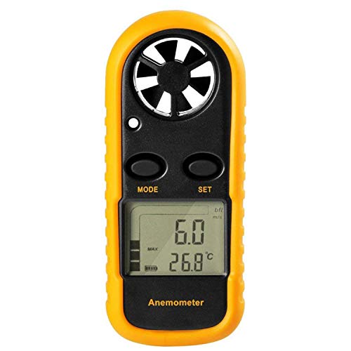 CUHAWUDBA Gm816 Digital Handheld Anemometer, Pocket Digital Anemometer with LCD Display for Measuring Wind Speed, Temperature and Wind Chill (Yellow+Black)