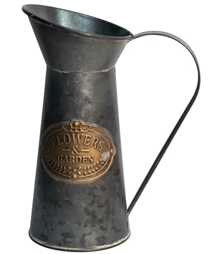 Yoillione Galvanized Metal Flower Vase, Rustic Farmhouse Jug Vase, Home and Room Decor Tall Vase Birthday Gift for Women