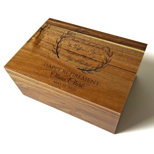 Happy Retirement Box for Memories - Never Underestimate the Difference You Made Retirement Gift for Teacher, Engraved Keepsake Box, A Truly Great Teacher Farewell Gift, Memory Chest, 11 x 8 x 4.75 in