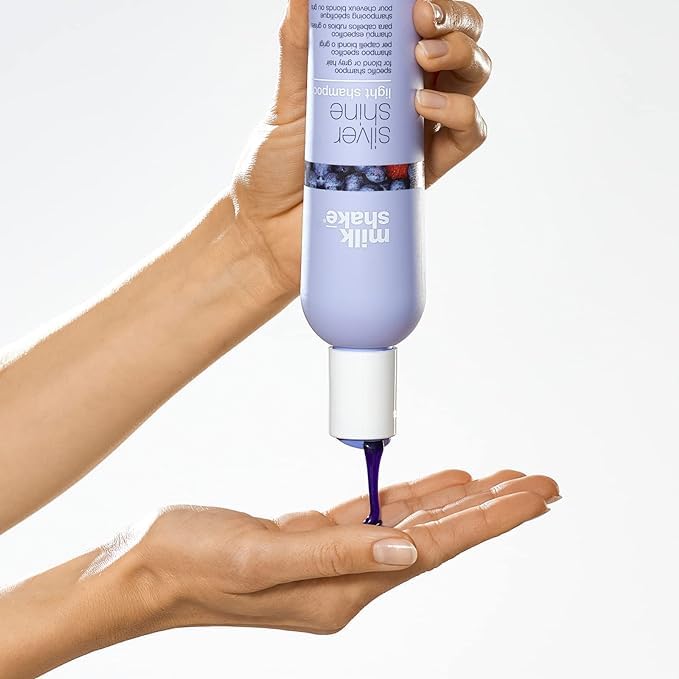 Milk Shake Light Silver Shine Shampoo for Blond and Grey Hair Purple Toner Anti-yellow Care Shampoo with Purple Pigments, 2 x 300ml With Soft Silicon Hair Massager - Image 3