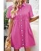 GRAPENT Denim Dress for Women Babydoll Tiered Short Sleeve Button Down Jean Shirt Dresses Pink Magenta Teacher Denim Outfits Country Concert Baby Doll Dresses Petite X-Small Size 0 Size 2