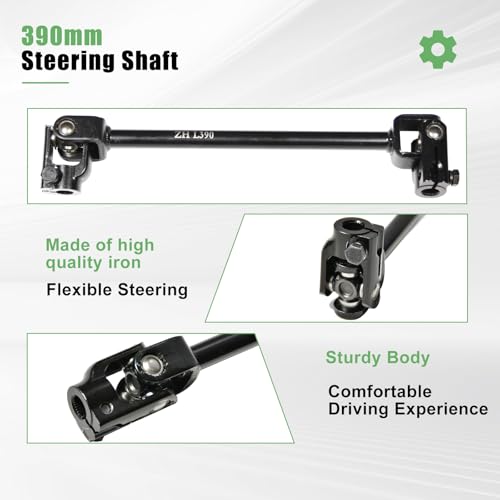 Image of JNDO Go Kart Steering kit 390mm Steering Shaft+440mm Rack and Pinion+270mm Steering Wheel+150mm Steering Column+80mm Sleeve Suitable for Buggy Quad Go Kart Golf UTV