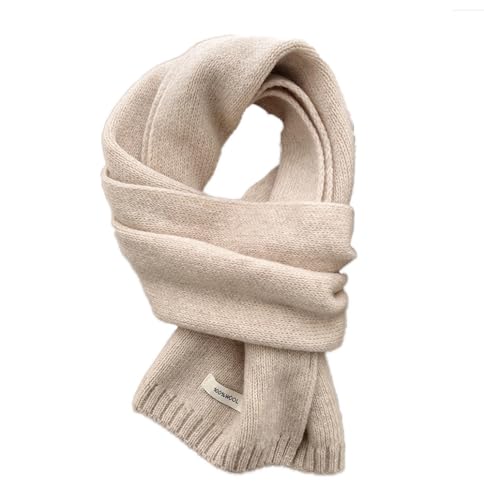 Pluto & Fox Écharpe En Laine Unisexe Pour Femme Et Homme Couleur Attrayante Design Basique Polyvalent Pour L'hiver (Beige, 155 * 20cm)