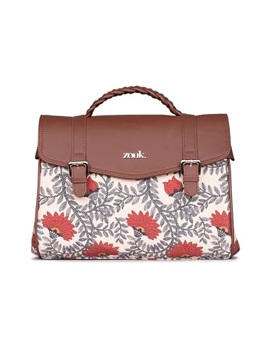 Image of ZOUK Heritage Satchel Bag - Gwalior Weaves | Jute | Vegan Leather Handcrafted With Detachable Sling Strap