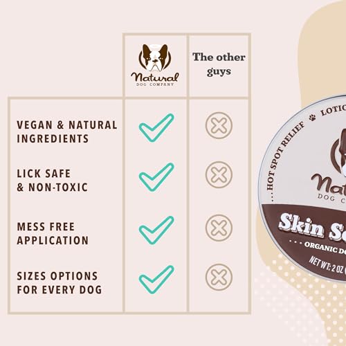 Natural Dog Company Skin Soother Balm for Dogs – Dog Skin Balm for Dry Winter Skin, Seasonal Sensitivity & Environmental Stress, Dog Moisturizer with Coconut Oil, Calendula & Vitamin E, 1 oz Tin